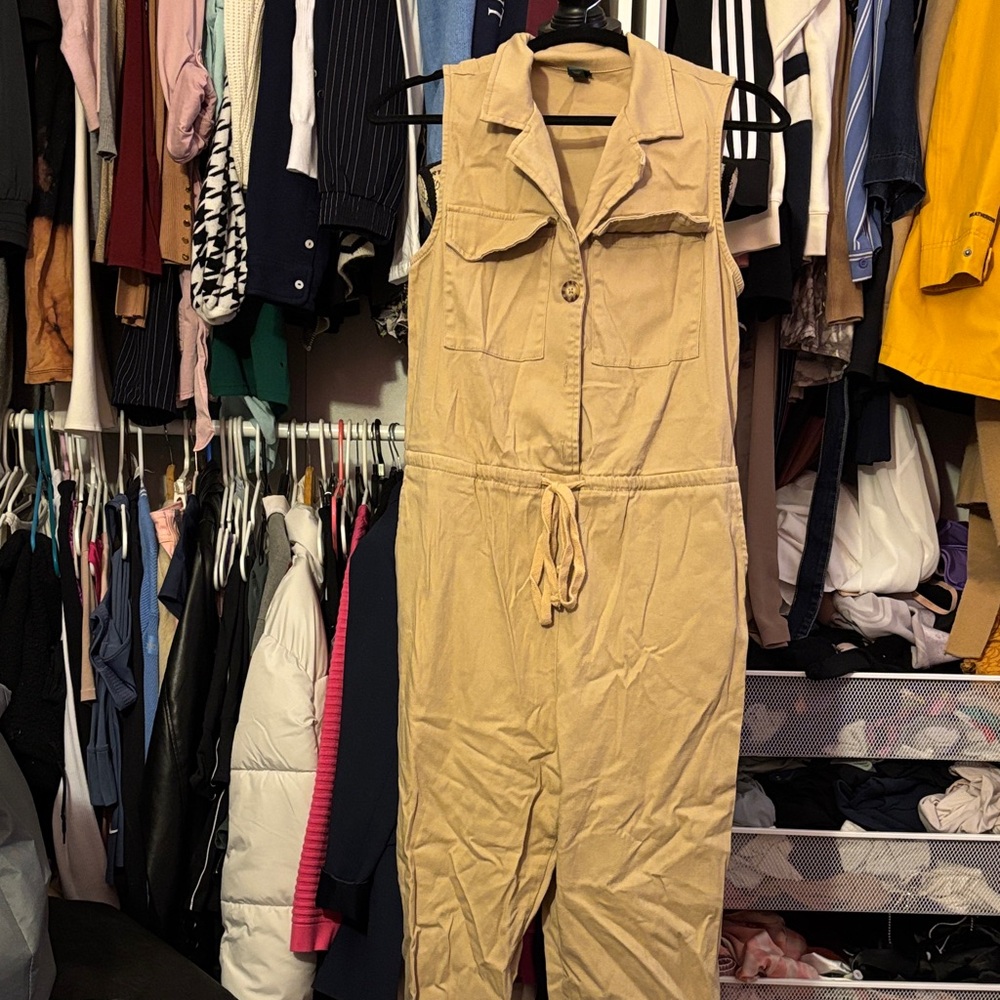 Wild Fable Tan Sleeveless Jumpsuit